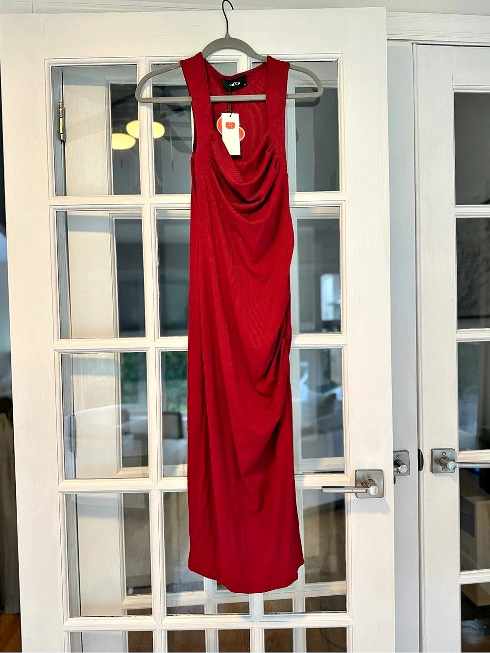 CIDER Draped Maxi Dress in Red Size Small NWT